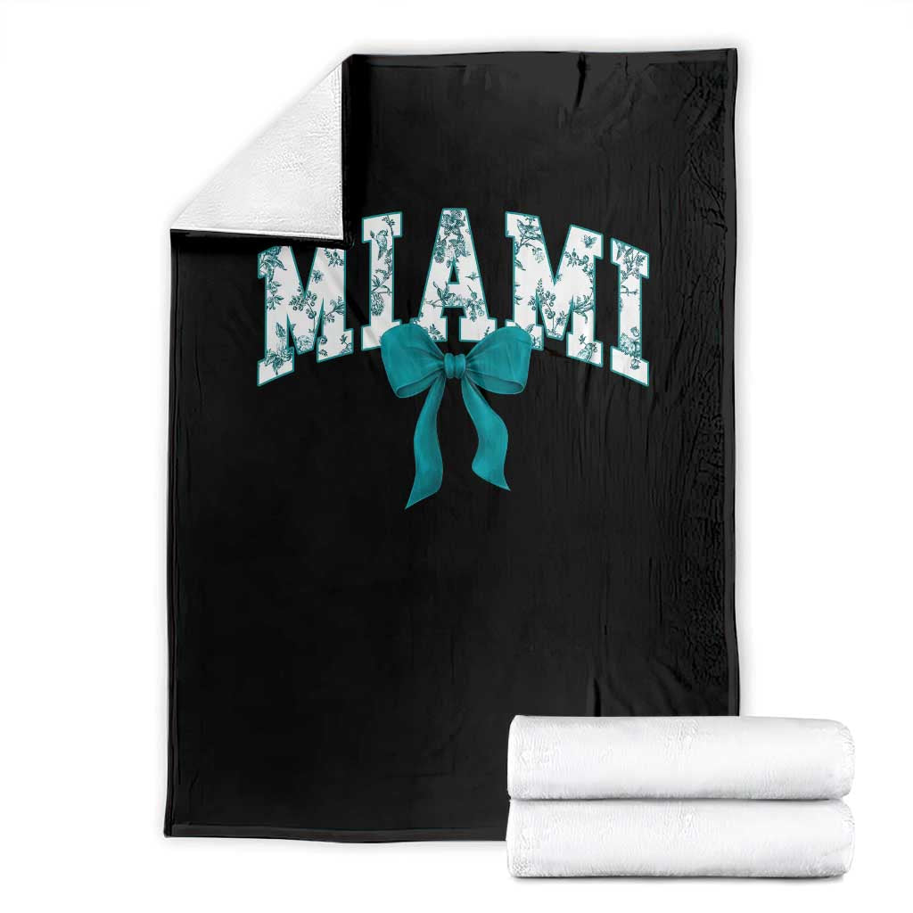 Miami Coquette Bow Throw Blanket Florida FL Retro Throwback Design Print Vintage Sport Fan Graphic