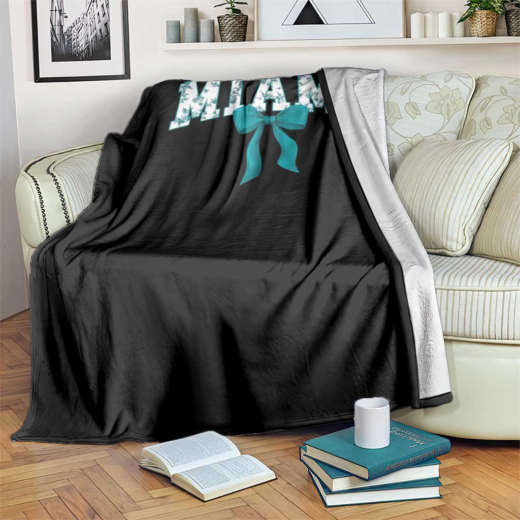 Miami Coquette Bow Throw Blanket Florida FL Retro Throwback Design Print Vintage Sport Fan Graphic