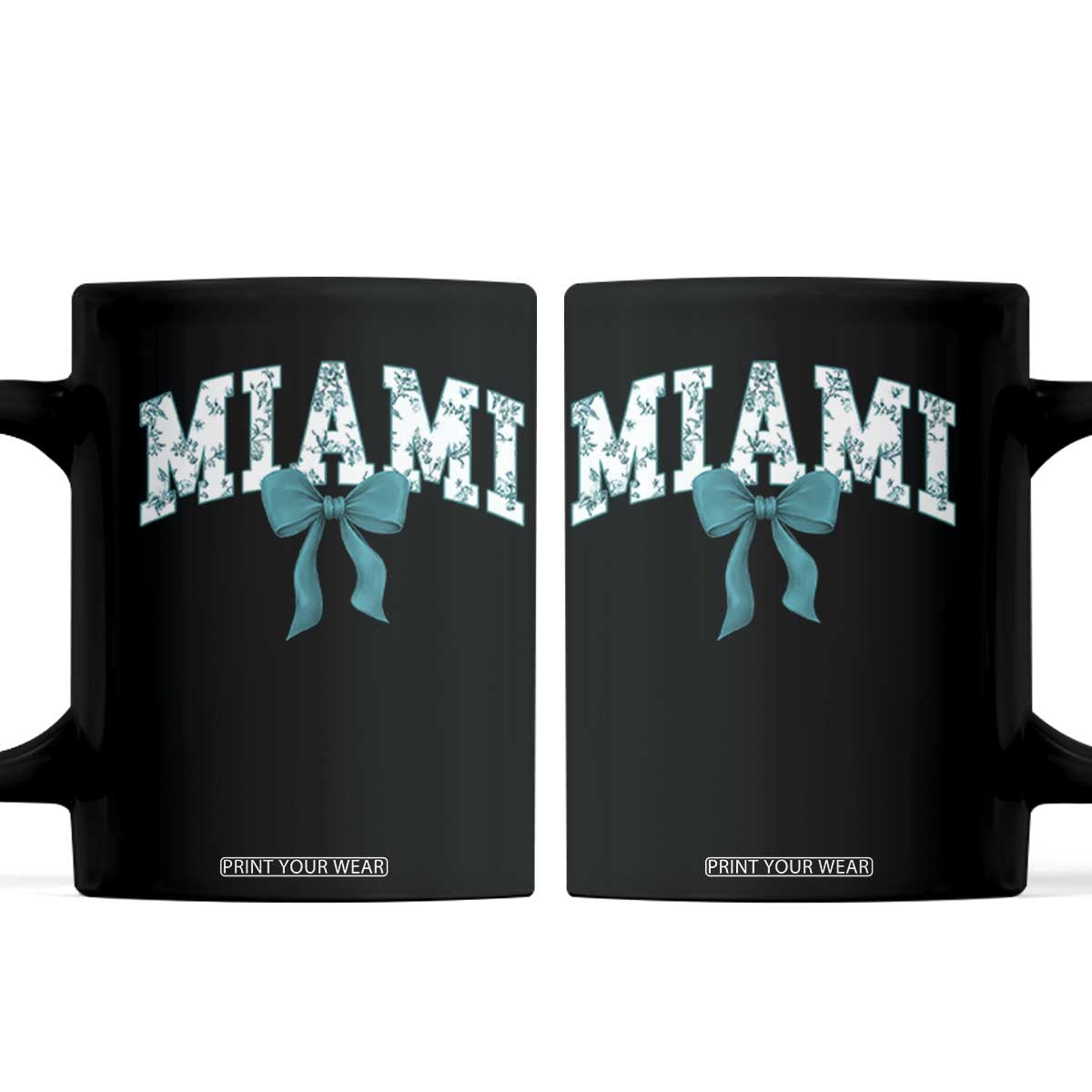 Miami Coquette Bow Coffee Mug Florida FL Retro Throwback Design Print Vintage Sport Fan Graphic
