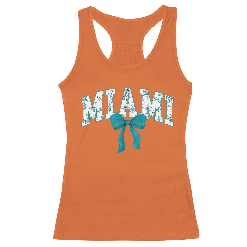 Miami Coquette Bow Racerback Tank Top Florida FL Retro Throwback Design Print Vintage Sport Fan Graphic