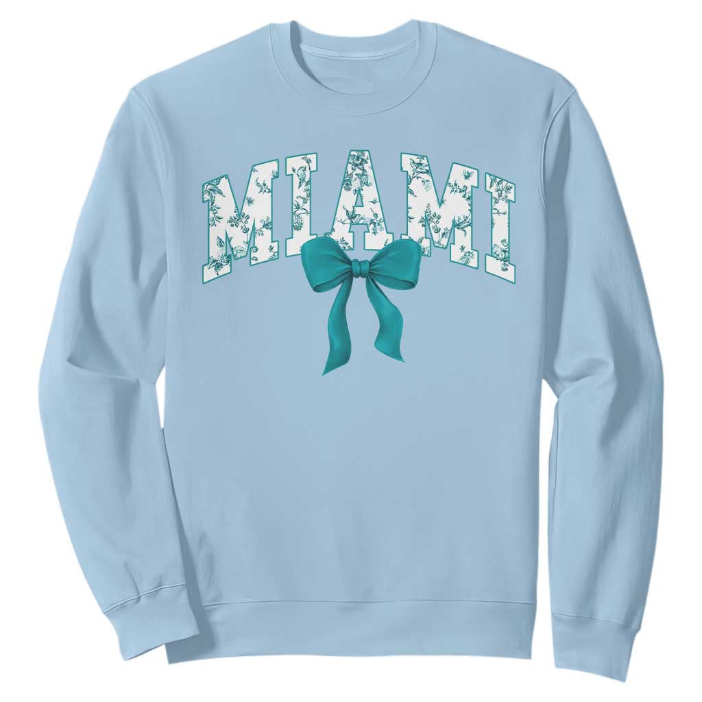 Miami Coquette Bow Sweatshirt Florida FL Retro Throwback Design Print Vintage Sport Fan Graphic