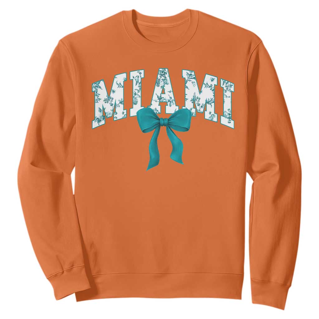Miami Coquette Bow Sweatshirt Florida FL Retro Throwback Design Print Vintage Sport Fan Graphic