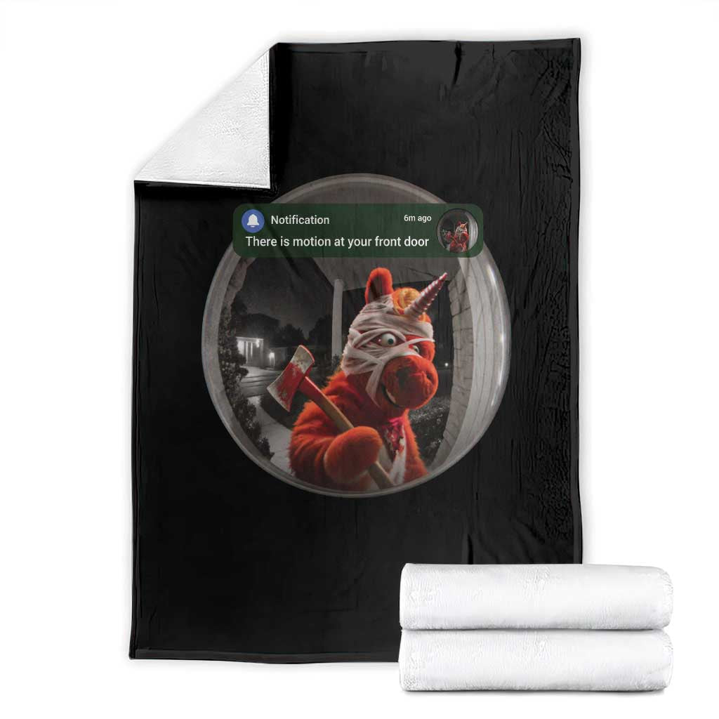 There is Motion At Your Front Door Scary Unicorn With Axe Buddy Throw Blanket