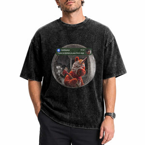 There is Motion At Your Front Door Scary Unicorn With Axe Buddy Washed Cotton T-Shirt