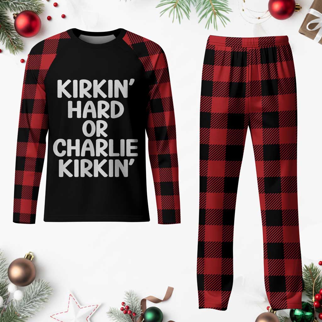 Kirkin Hard Or Charlie Kirkin Funny Viral Meme Plaid Pajama Set