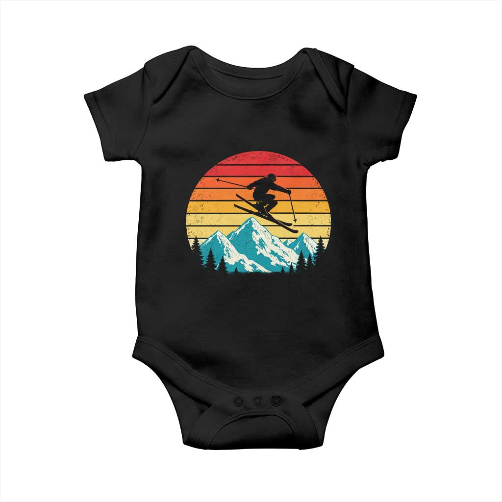 Retro Skiing Mountain Baby Onesie 70s Distressed Ski Resort Vacation Aesthetic