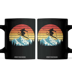 Retro Skiing Mountain Coffee Mug 70s Distressed Ski Resort Vacation Aesthetic