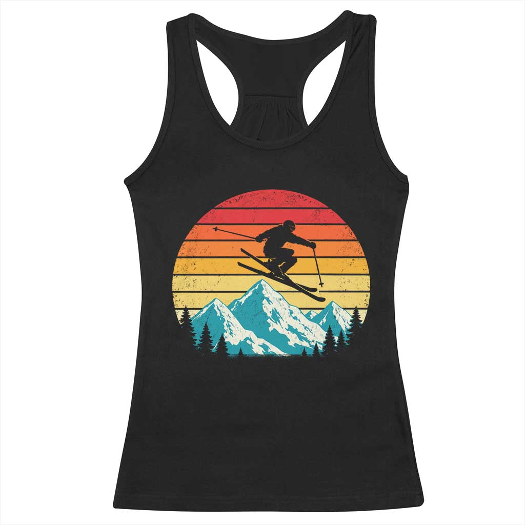 Retro Skiing Mountain Racerback Tank Top 70s Distressed Ski Resort Vacation Aesthetic