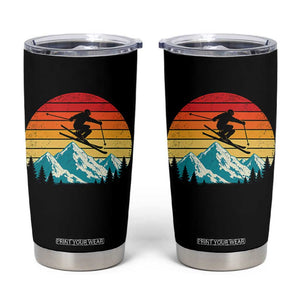Retro Skiing Mountain Tumbler Cup 70s Distressed Ski Resort Vacation Aesthetic