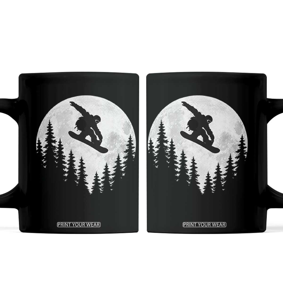 Snowboarding Full Moon Coffee Mug Freestyle Snowboarder Snowboard Lover Distressed Winter Sports
