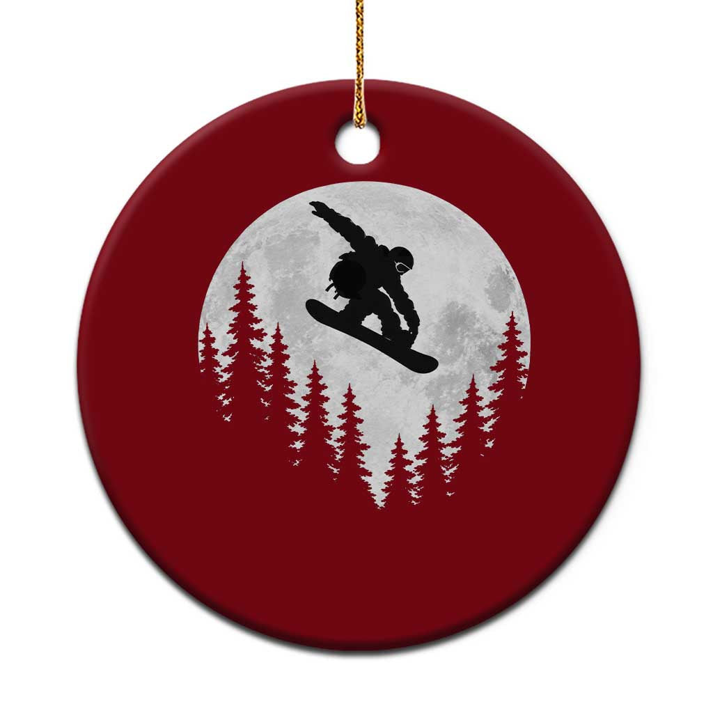 Snowboarding Full Moon Ceramic Ornament Freestyle Snowboarder Snowboard Lover Distressed Winter Sports