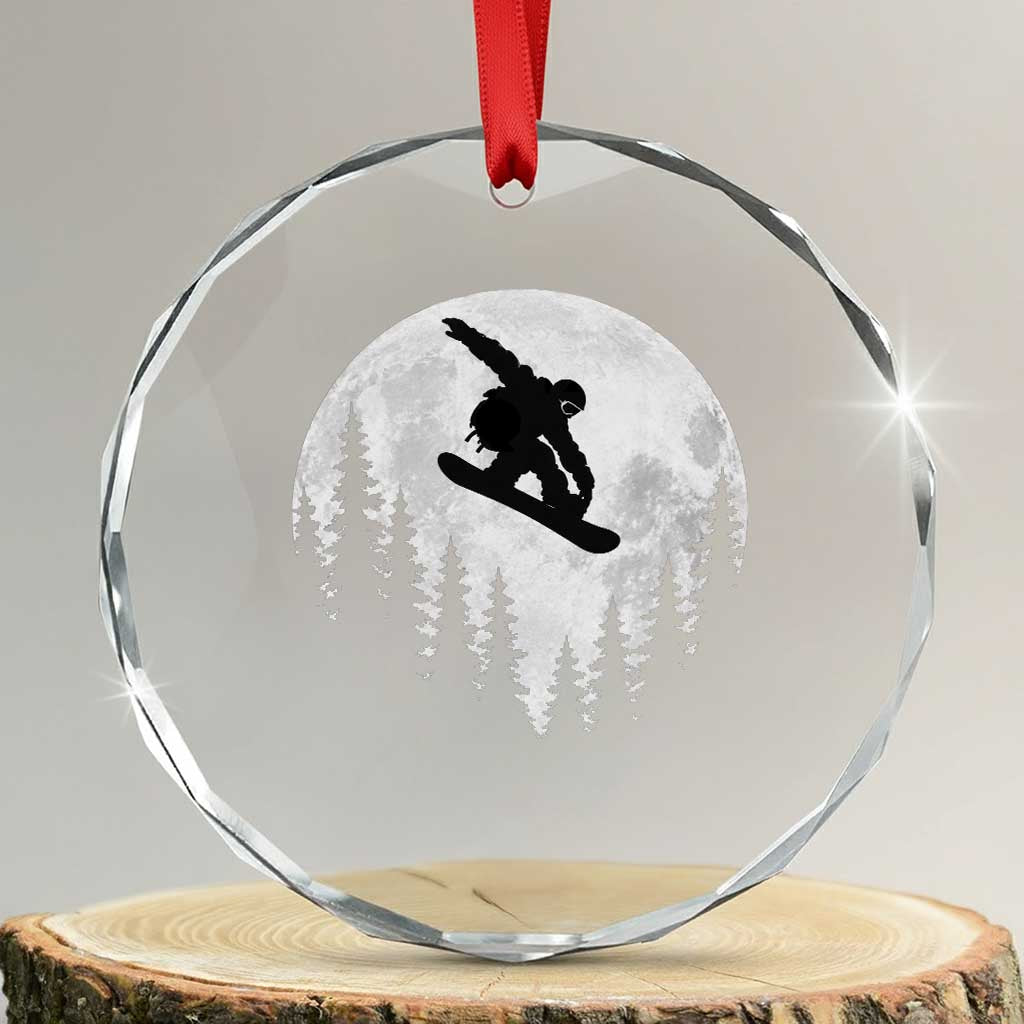 Snowboarding Full Moon Crystal Glass Ornament Freestyle Snowboarder Snowboard Lover Distressed Winter Sports