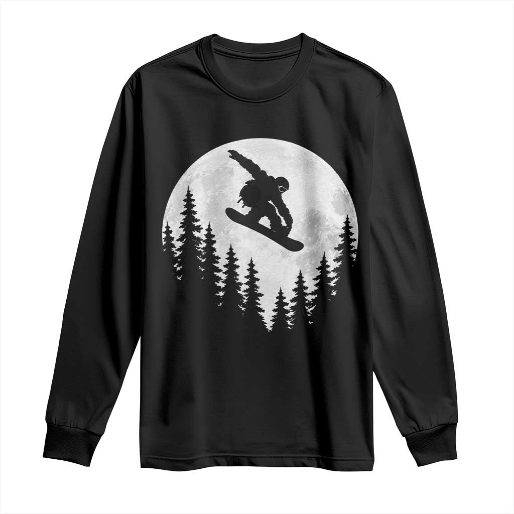 Snowboarding Full Moon Long Sleeve Shirt Freestyle Snowboarder Snowboard Lover Distressed Winter Sports