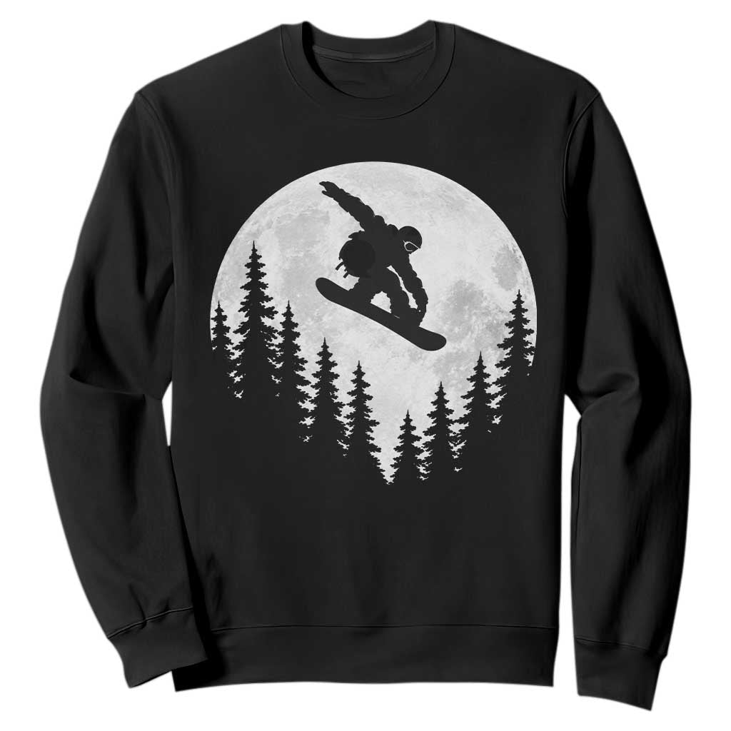 Snowboarding Full Moon Sweatshirt Freestyle Snowboarder Snowboard Lover Distressed Winter Sports
