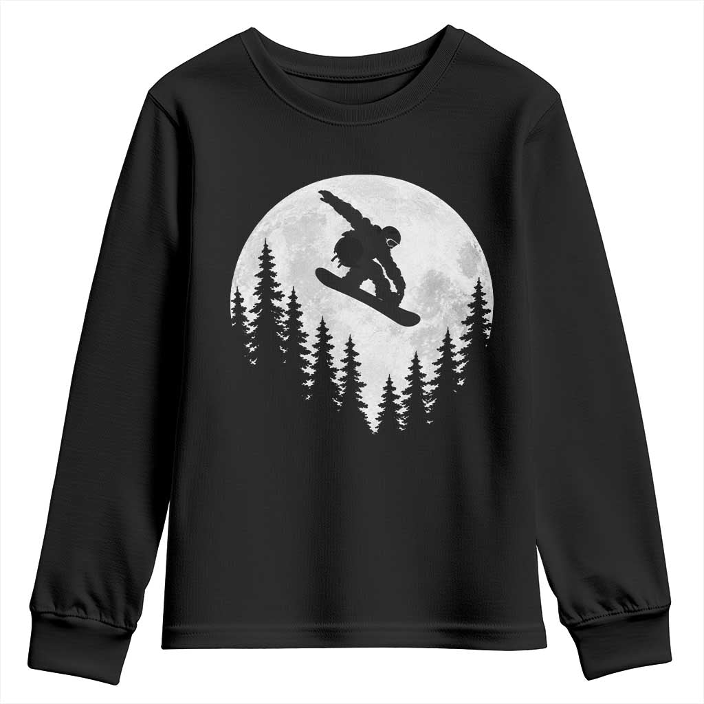 Snowboarding Full Moon Youth Sweatshirt Freestyle Snowboarder Snowboard Lover Distressed Winter Sports