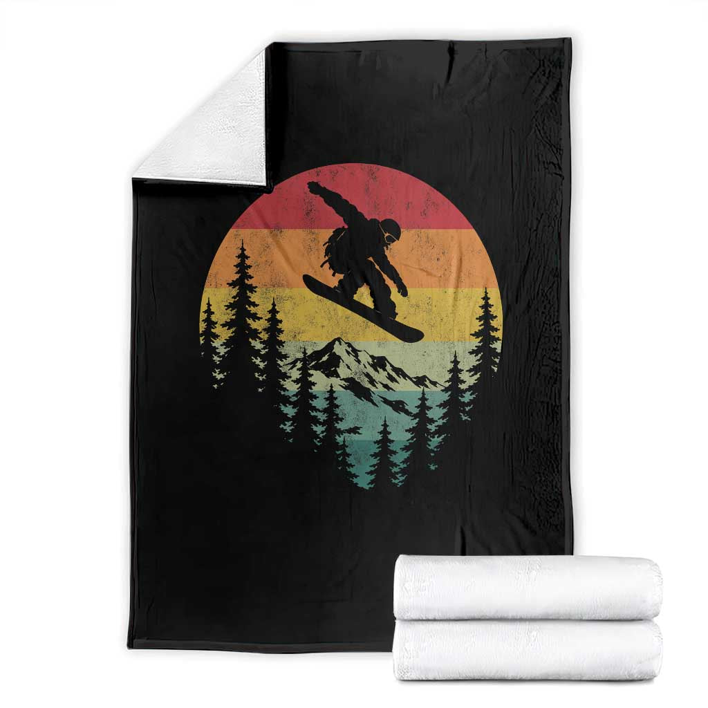 Snowboarding Vintage 70s 80s Throw Blanket Distressed Vintage Winter Sports Snowboarding Mountain Aesthetic