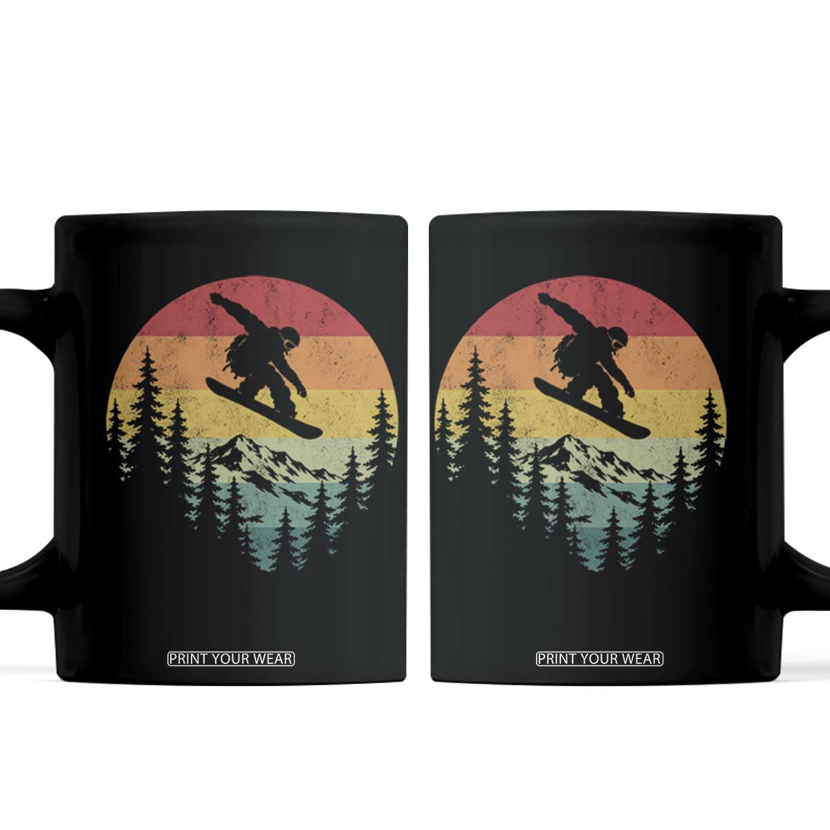 Snowboarding Vintage 70s 80s Coffee Mug Distressed Vintage Winter Sports Snowboarding Mountain Aesthetic
