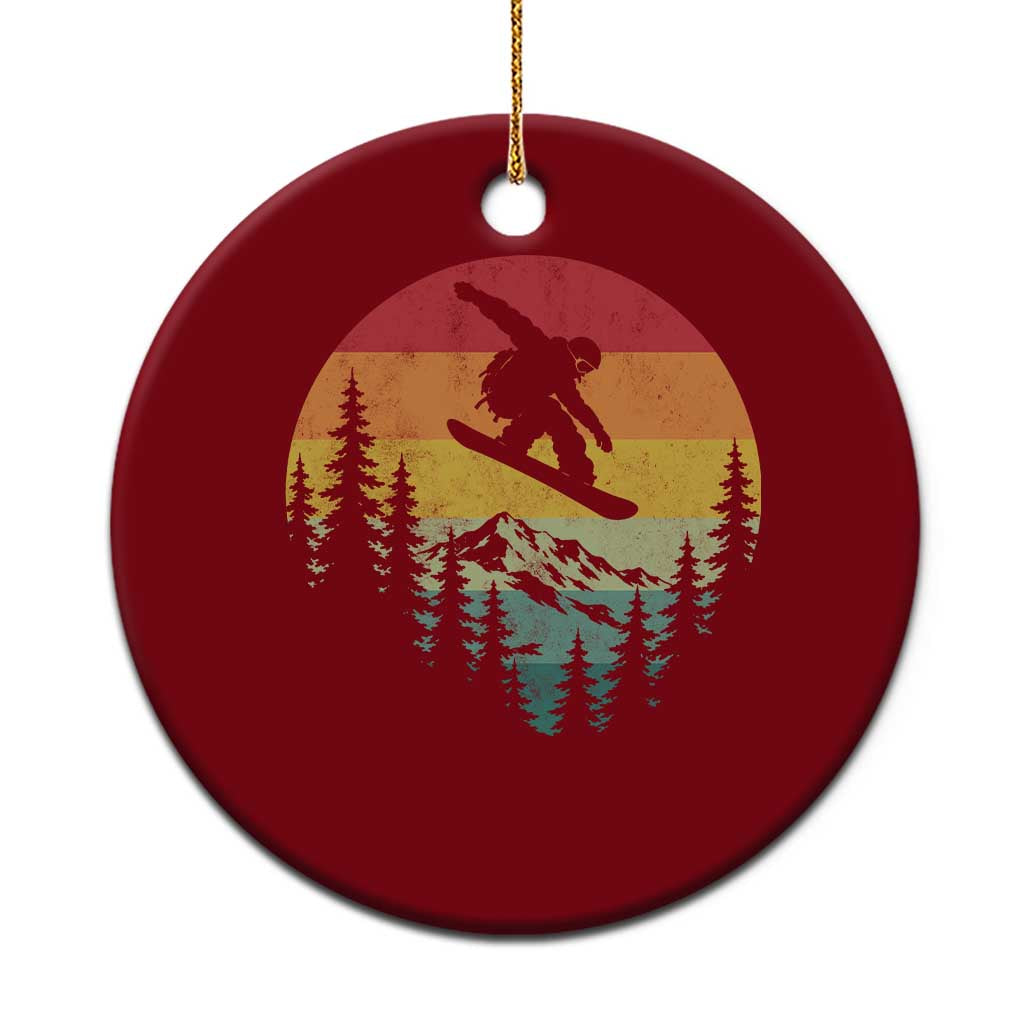 Snowboarding Vintage 70s 80s Ceramic Ornament Distressed Vintage Winter Sports Snowboarding Mountain Aesthetic