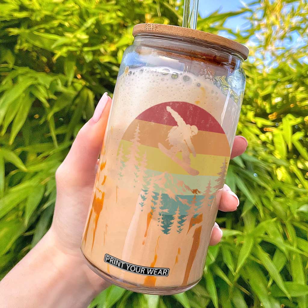 Snowboarding Vintage 70s 80s Glass Can Distressed Vintage Winter Sports Snowboarding Mountain Aesthetic