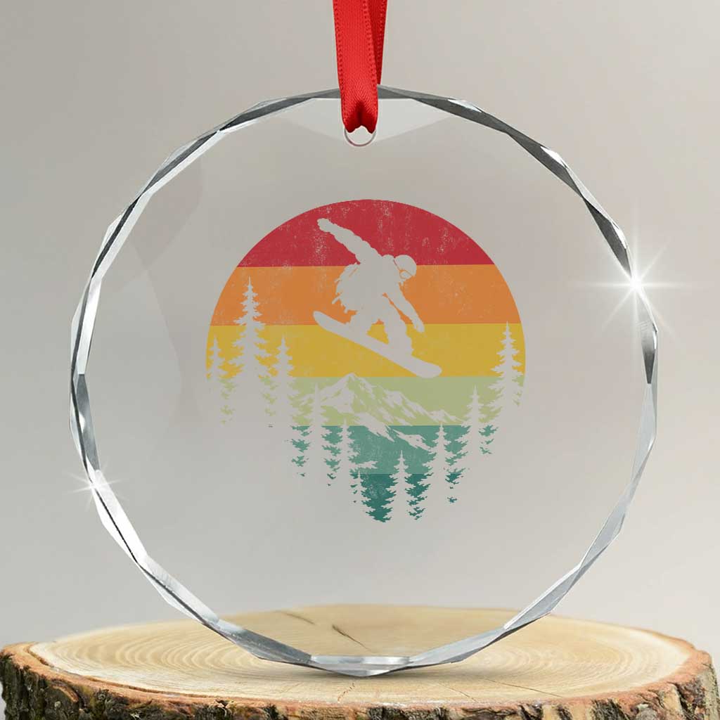 Snowboarding Vintage 70s 80s Crystal Glass Ornament Distressed Vintage Winter Sports Snowboarding Mountain Aesthetic