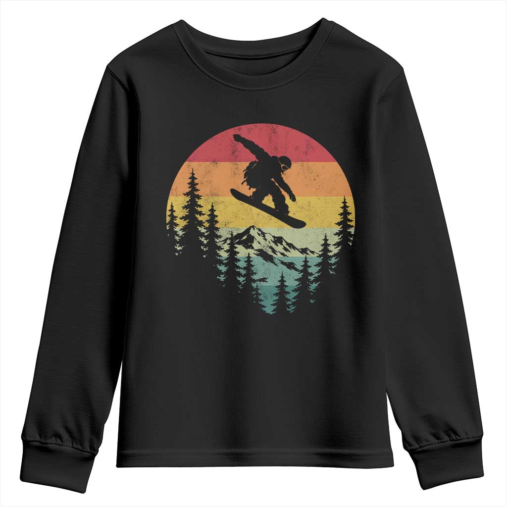 Snowboarding Vintage 70s 80s Youth Sweatshirt Distressed Vintage Winter Sports Snowboarding Mountain Aesthetic