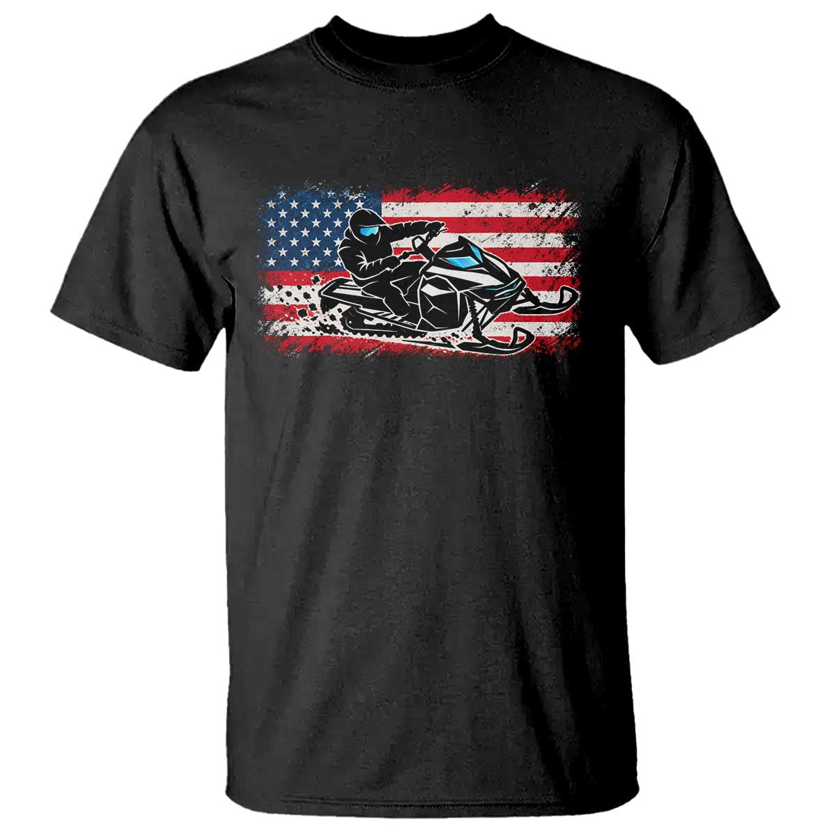 Patriotic Snowmobile American Flag T Shirt Vintage USA Snowmobiling Winter Outdoor