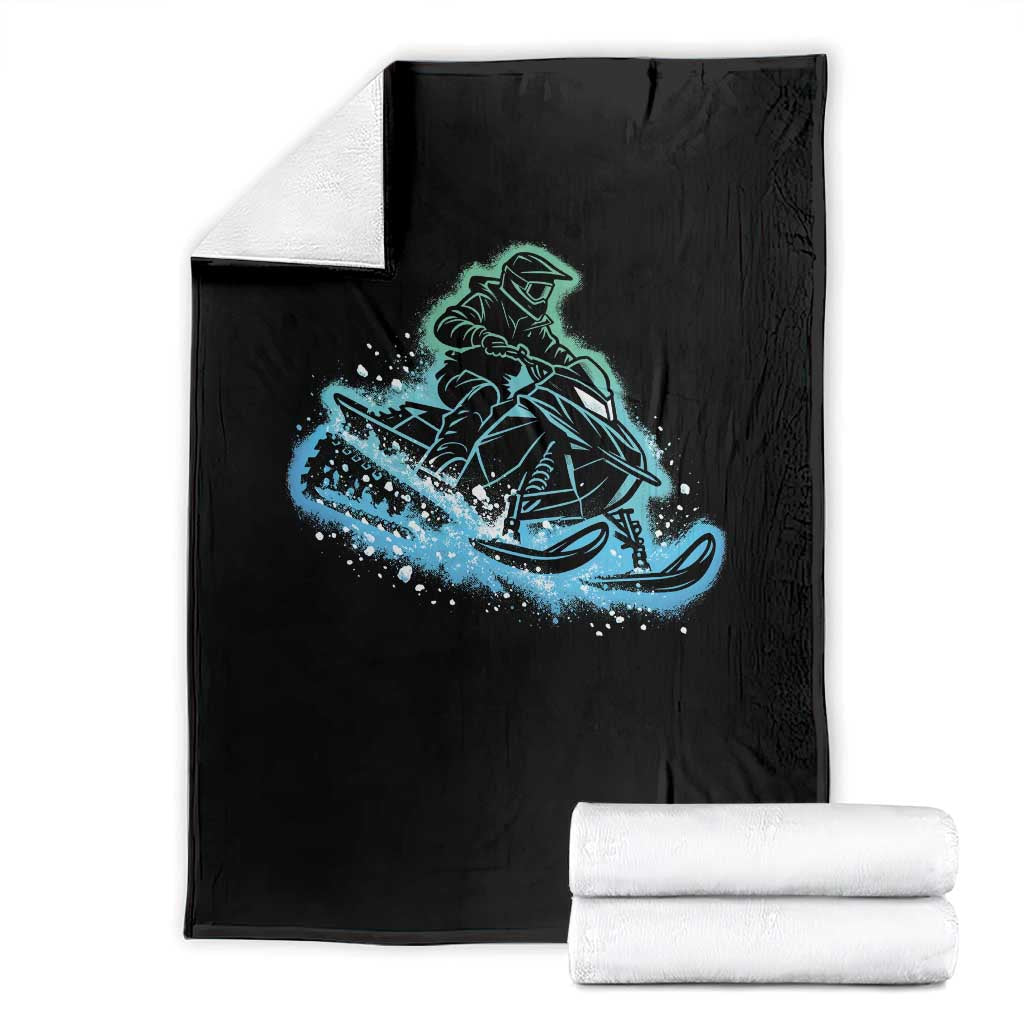 Vintage Snowmobile Graphic Throw Blanket Snowmobiling Snow Splatter Outdoor Gift