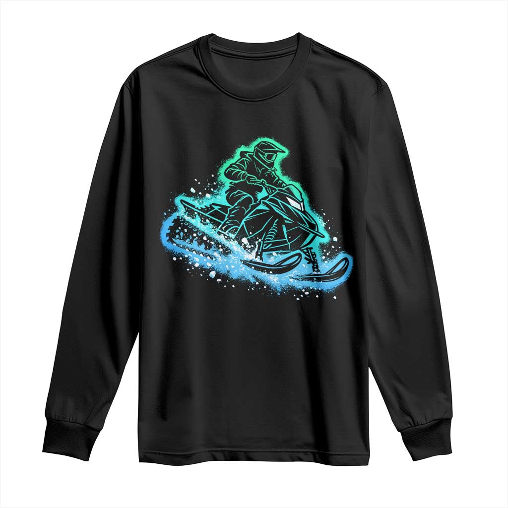 Vintage Snowmobile Graphic Long Sleeve Shirt Snowmobiling Snow Splatter Outdoor Gift