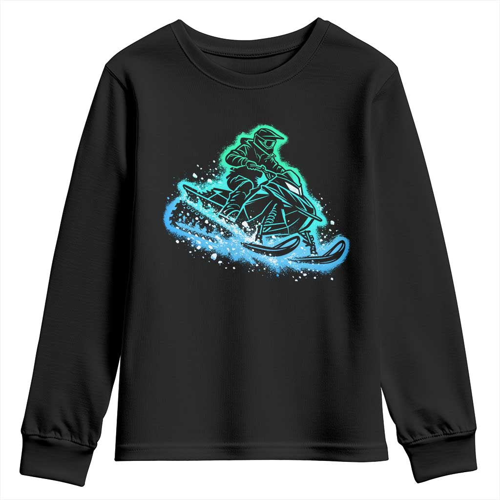 Vintage Snowmobile Graphic Youth Sweatshirt Snowmobiling Snow Splatter Outdoor Gift
