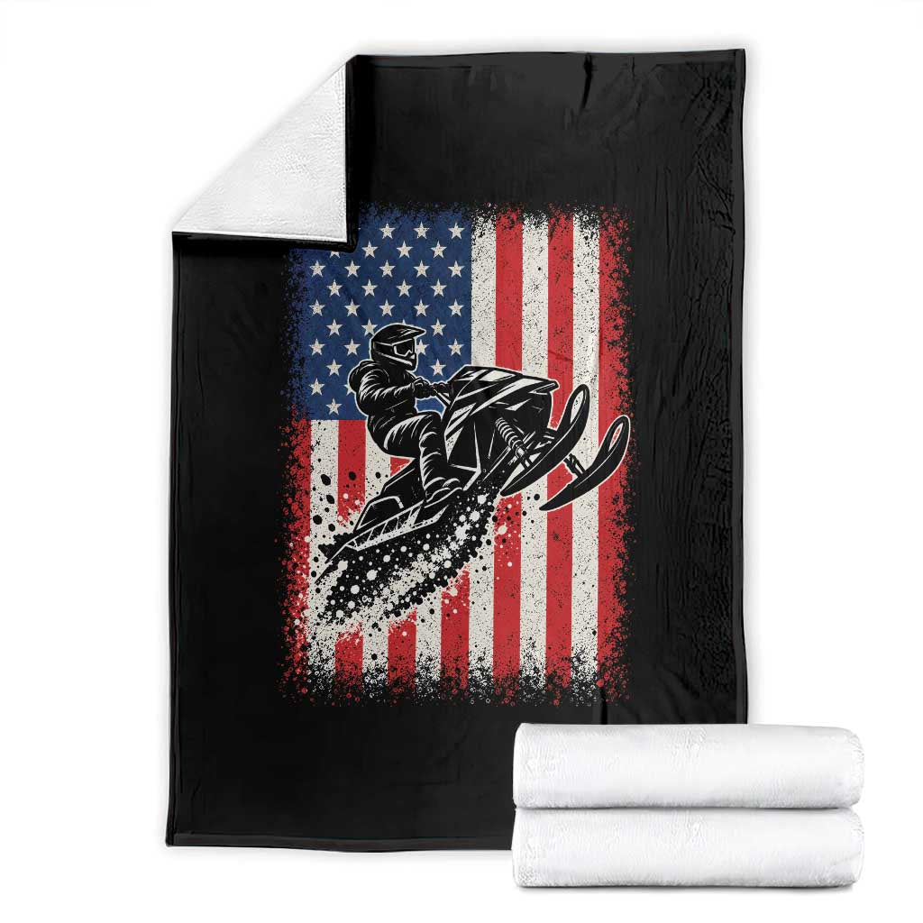 American Flag Snowmobile Throw Blanket Snowmobile Riding Winter Outdoor Extreme Sports