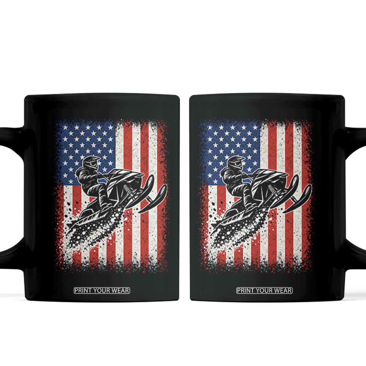 American Flag Snowmobile Coffee Mug Snowmobile Riding Winter Outdoor Extreme Sports