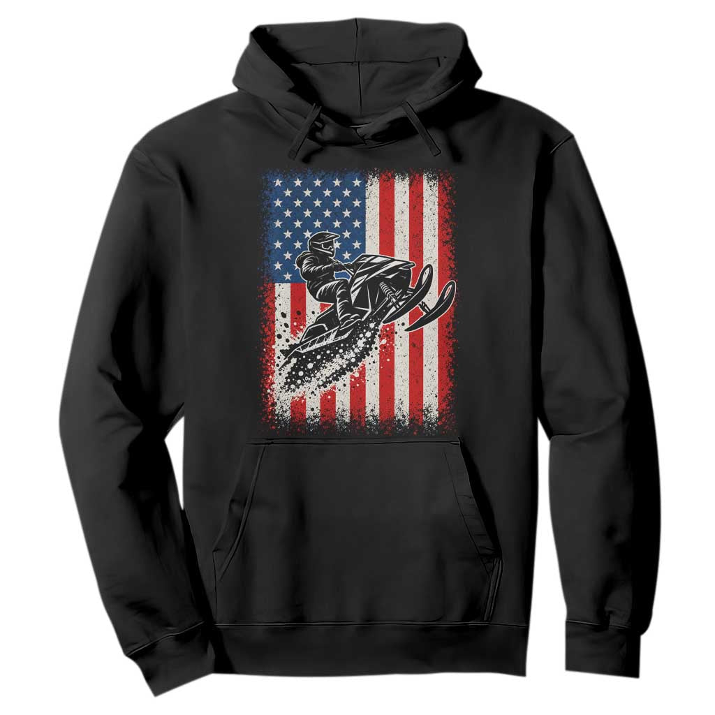 American Flag Snowmobile Hoodie Snowmobile Riding Winter Outdoor Extreme Sports