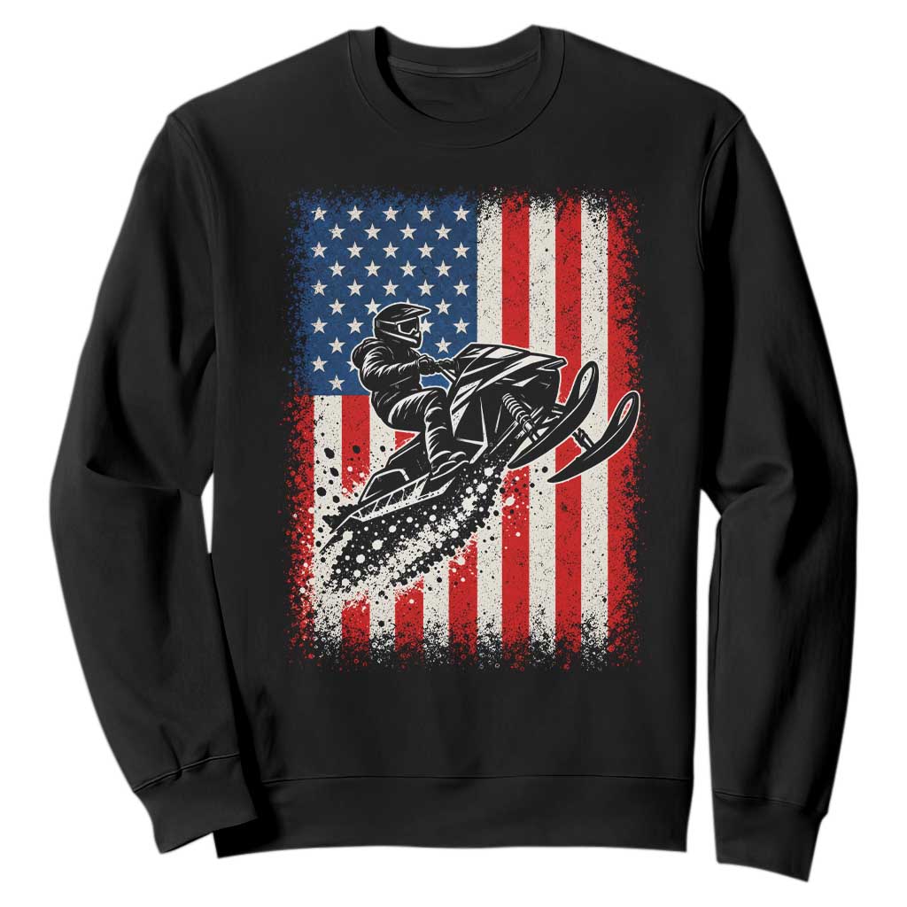 American Flag Snowmobile Sweatshirt Snowmobile Riding Winter Outdoor Extreme Sports