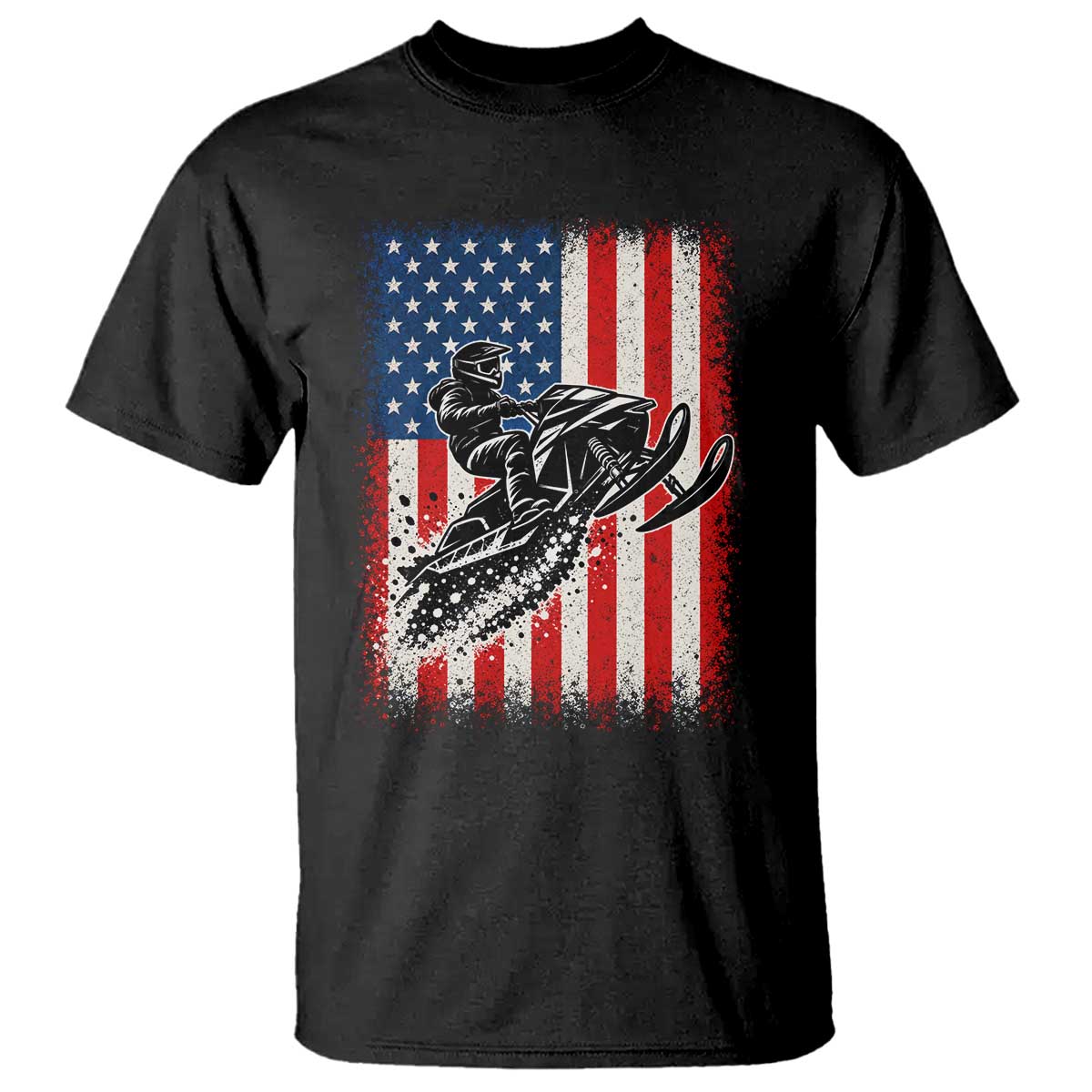 American Flag Snowmobile T Shirt Snowmobile Riding Winter Outdoor Extreme Sports