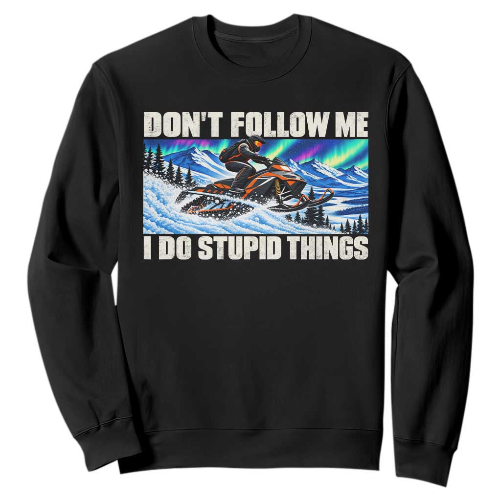 Dont Follow Me I Do Stupid Things Funny Snowmobile Sweatshirt Northern Lights Winter Outdoor Sports