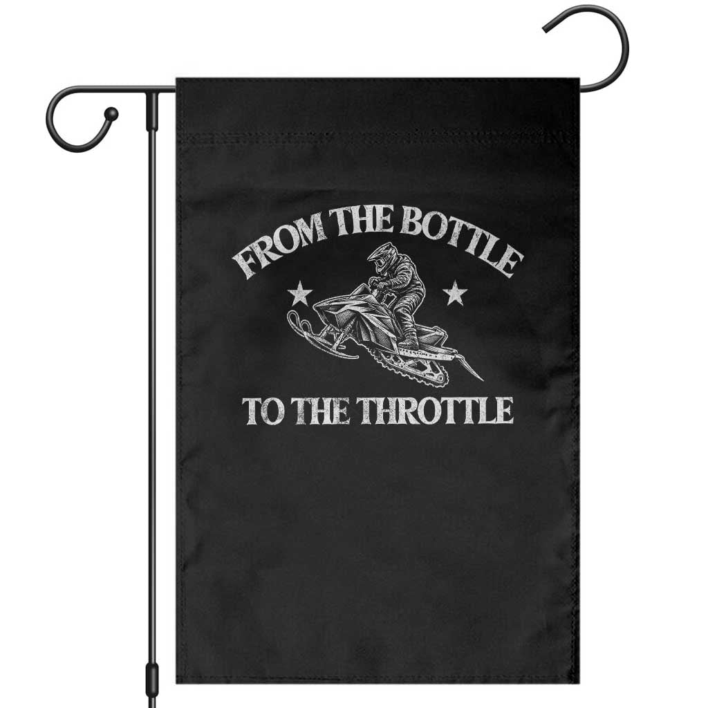 Funny Snowmobiling From The Bottle To The Throttle Garden Flag Retro Winter Outdoor Sports Aesthetic
