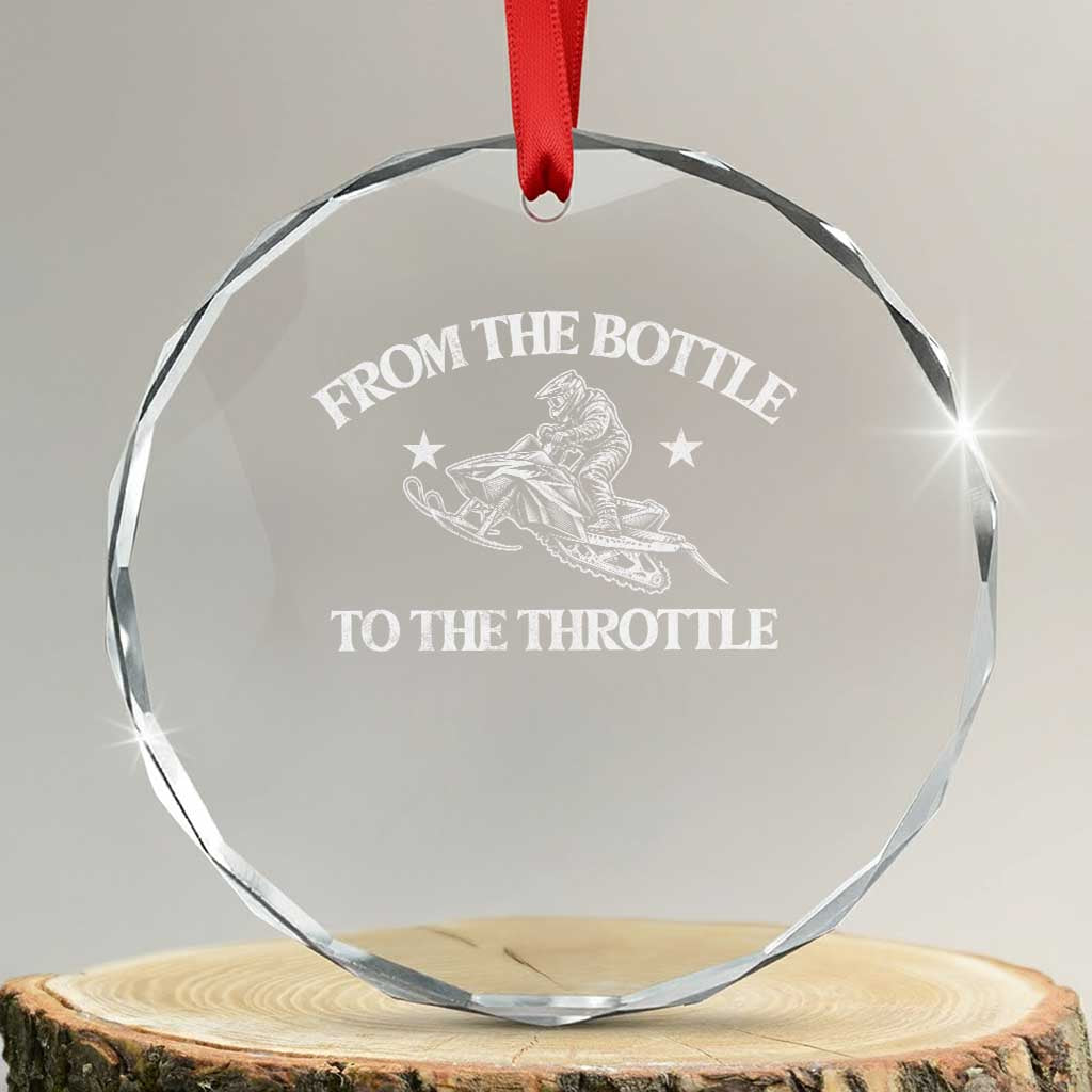 Funny Snowmobiling From The Bottle To The Throttle Crystal Glass Ornament Retro Winter Outdoor Sports Aesthetic