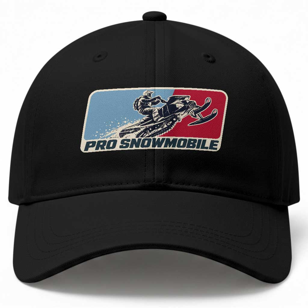 Pro Snowmobile Winter Sports Rider Baseball Cap Distressed Outdoor Snowmobiling Adventure