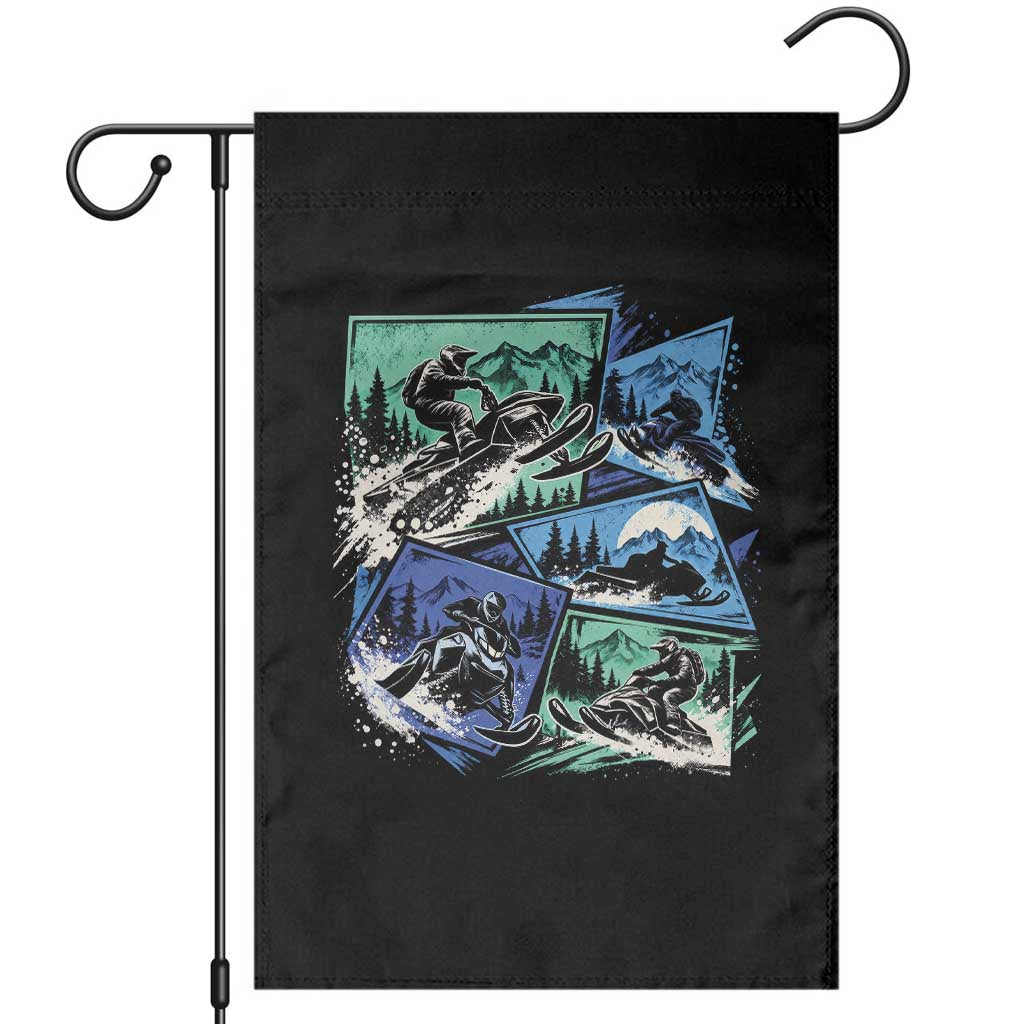 Extreme Snowmobiling Garden Flag Retro Neon Outdoor Mountain Adventure Aesthetic