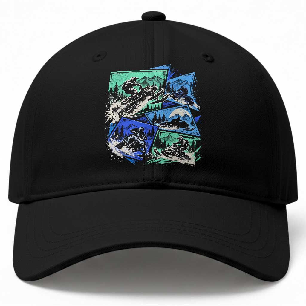 Extreme Snowmobiling Baseball Cap Retro Neon Outdoor Mountain Adventure Aesthetic