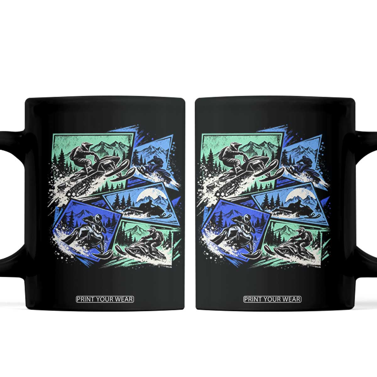 Extreme Snowmobiling Coffee Mug Retro Neon Outdoor Mountain Adventure Aesthetic
