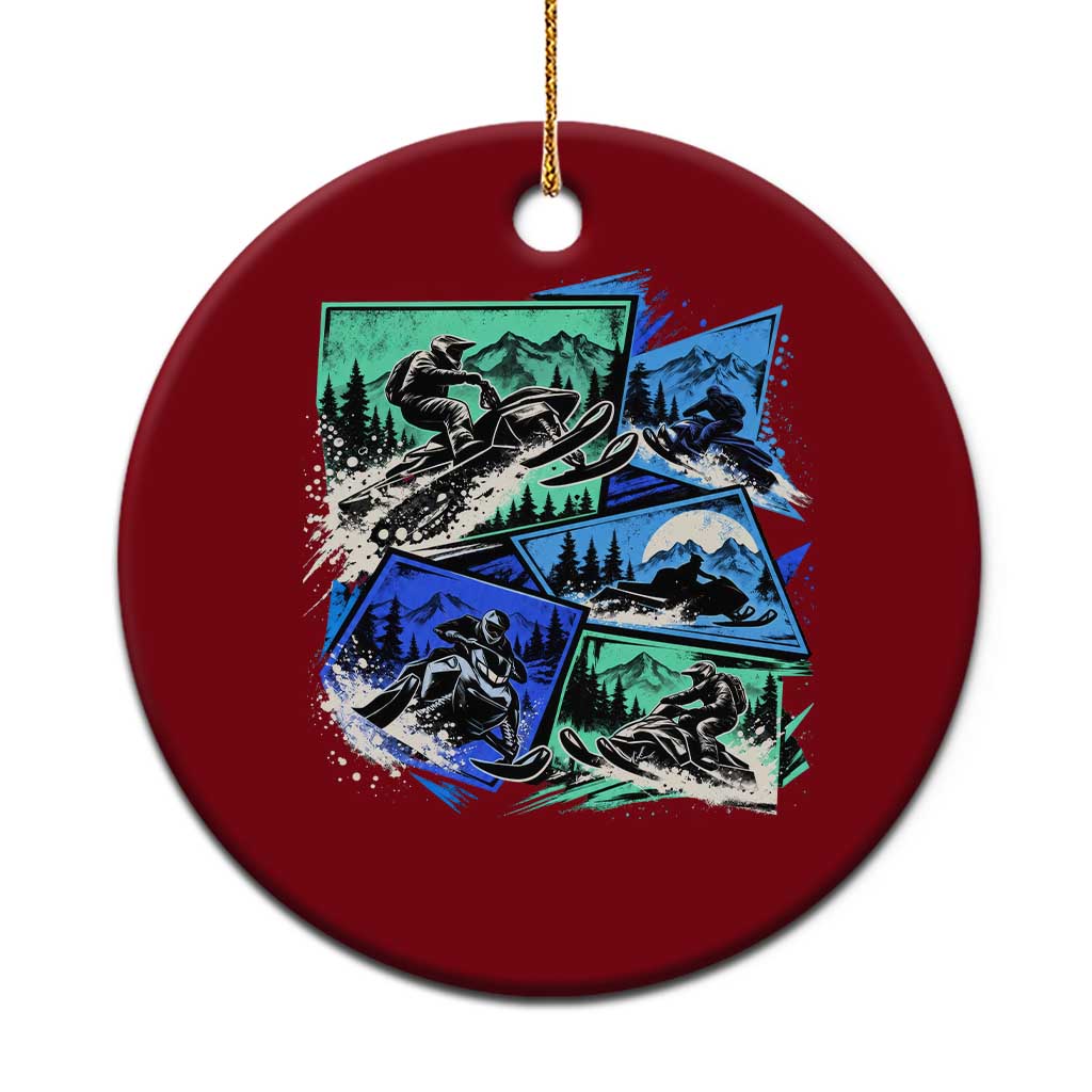 Extreme Snowmobiling Ceramic Ornament Retro Neon Outdoor Mountain Adventure Aesthetic