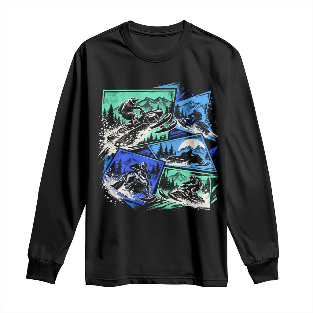 Extreme Snowmobiling Long Sleeve Shirt Retro Neon Outdoor Mountain Adventure Aesthetic