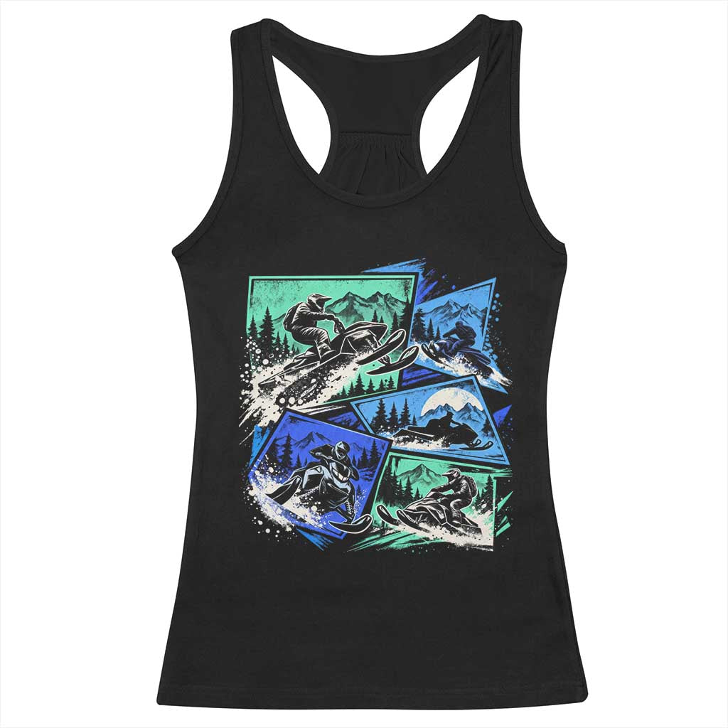 Extreme Snowmobiling Racerback Tank Top Retro Neon Outdoor Mountain Adventure Aesthetic