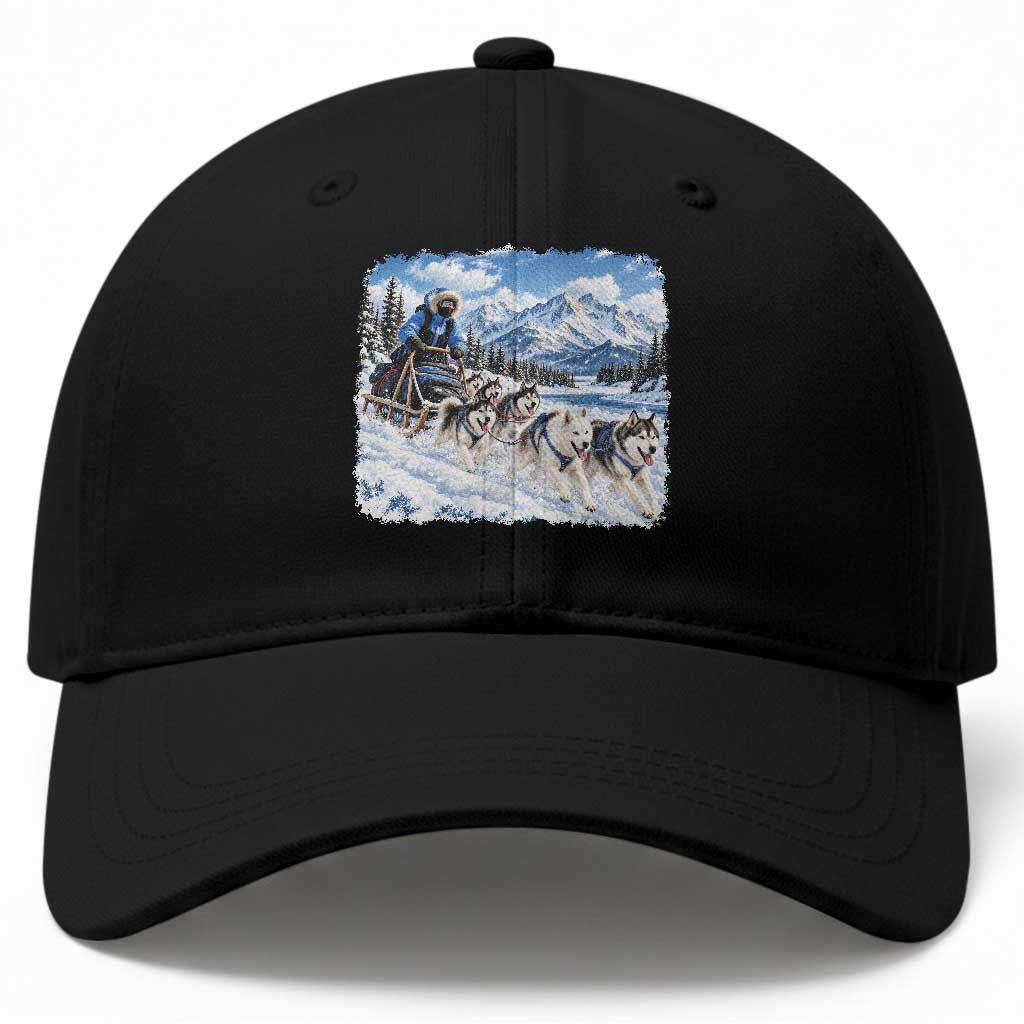 Vintage 90s Sled Dog Musher Outdoor Baseball Cap Cozy Winter Snowy Mountain Dog Lover Aesthetic
