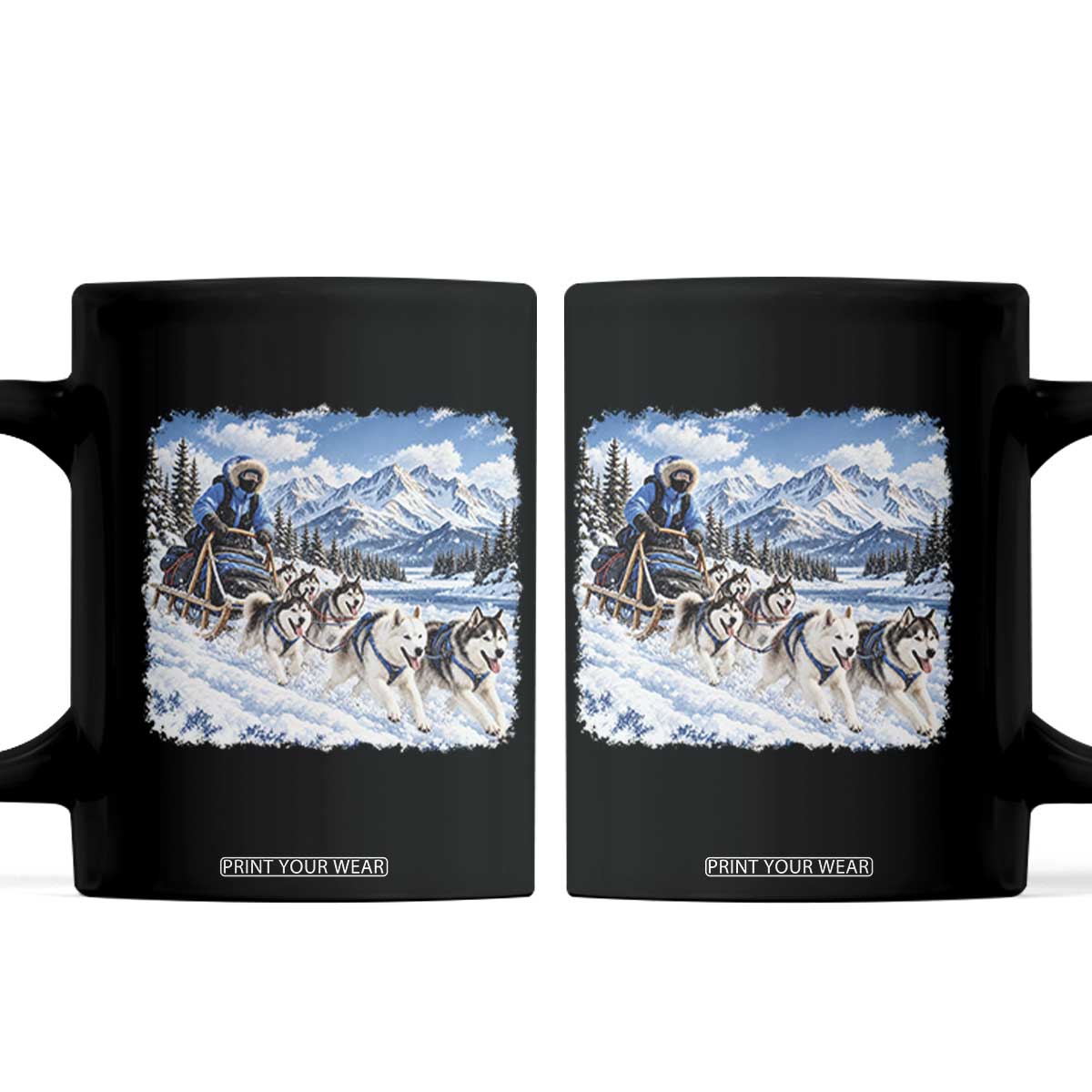 Vintage 90s Sled Dog Musher Outdoor Coffee Mug Cozy Winter Snowy Mountain Dog Lover Aesthetic