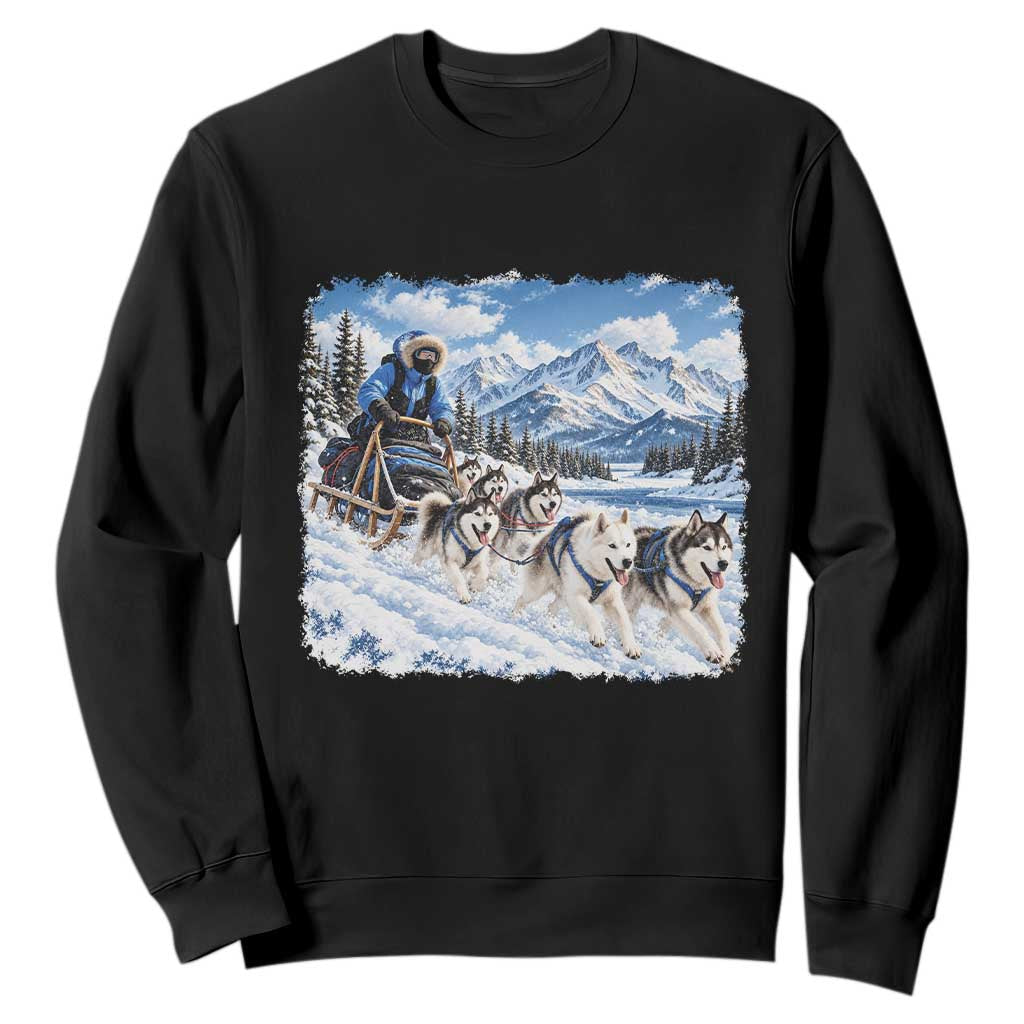 Vintage 90s Sled Dog Musher Outdoor Sweatshirt Cozy Winter Snowy Mountain Dog Lover Aesthetic