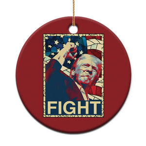 Trump 2024 Christmas Ornament Fight Fist Pump US Flag Vintage Style Stained Glass TS10 Print Your Wear