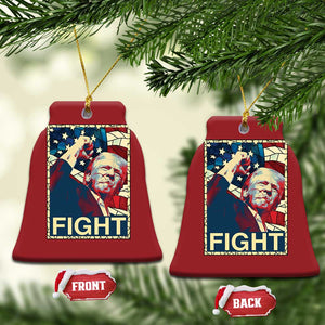 Trump 2024 Christmas Ornament Fight Fist Pump US Flag Vintage Style Stained Glass TS10 Bell Flake Red Print Your Wear