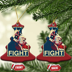 Trump 2024 Christmas Ornament Fight Fist Pump US Flag Vintage Style Stained Glass TS10 Christmas Tree Red Print Your Wear